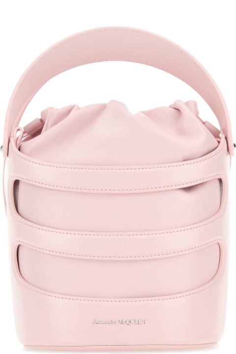 Alexander McQueen Totes for Women Alexander McQueen Pastel Pink Leather The Rise Bucket Bag