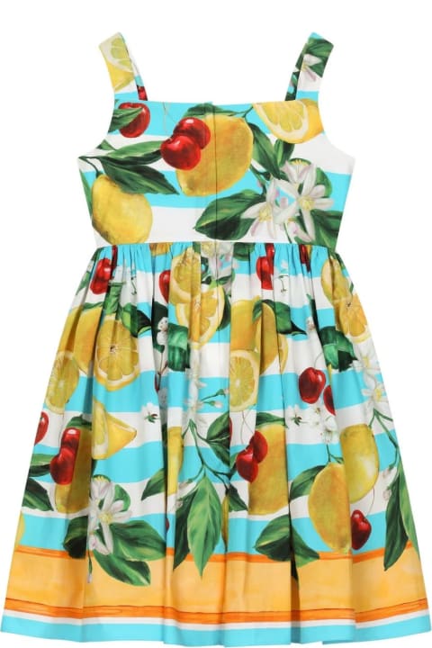 Dresses for Girls Dolce & Gabbana Multicoloured Dress With Lemon And Cherry Print