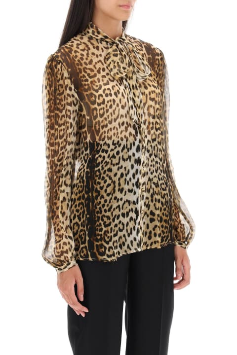 ウィメンズ新着アイテム Roberto Cavalli Silk Shirt With Leopard Print