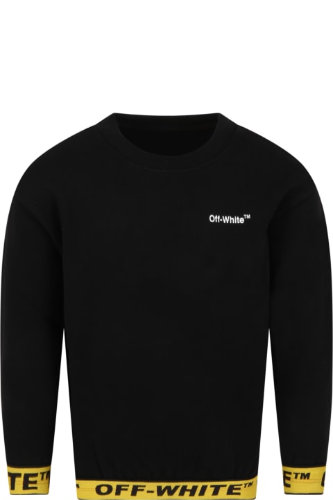 Black Sweatshirt For Kids With Black Logo