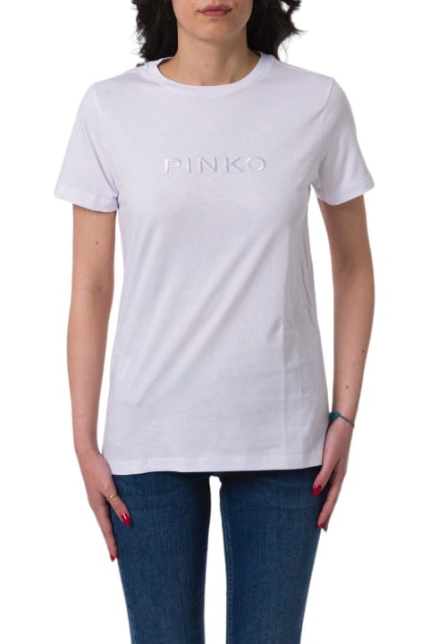 Pinko Topwear for Women Pinko Logo Embroidered Crewneck T-shirt