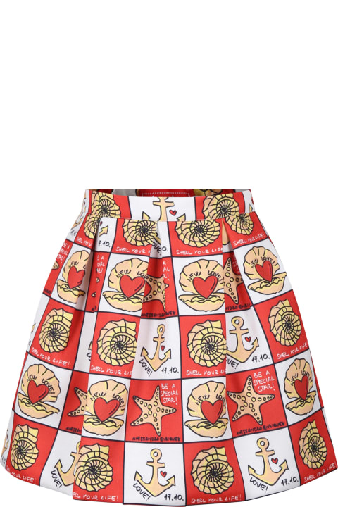Alessandro Enriquez Bottoms for Girls Alessandro Enriquez Red Skirt For Girl With Pop Print