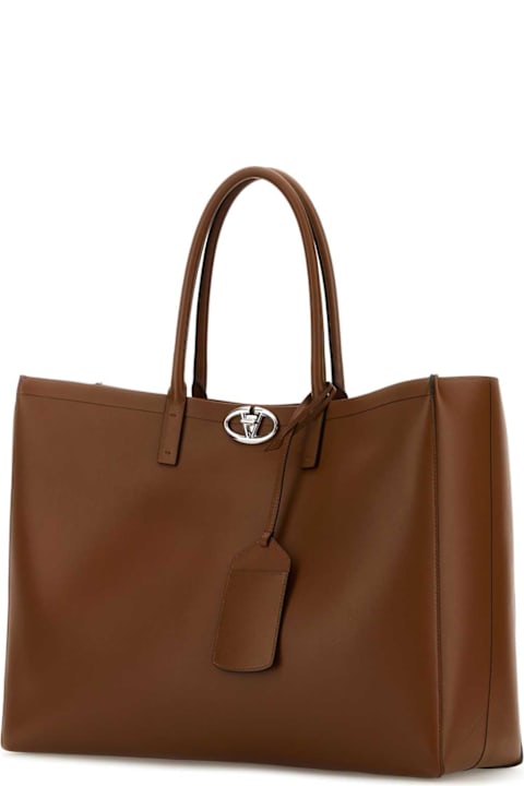 Totes for Men Valentino Garavani Brown Leather Vlogo Shopping Bag