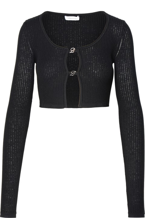 ウィメンズ Blumarineのニットウェア Blumarine Black Viscose Blend Crop Sweater