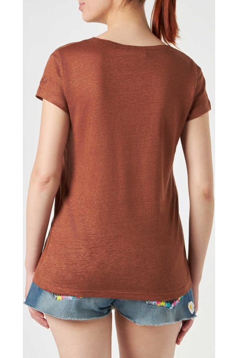 Homeware MC2 Saint Barth Woman Brown Linen T-shirt