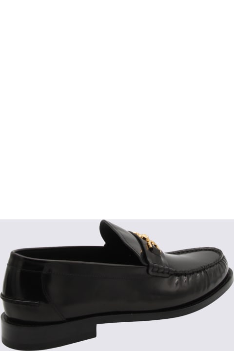 Versace for Men Versace Black And Gold Leather Medusa Loafers