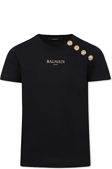 Balmain T-Shirts & Polo Shirts for Women Balmain Black T-shirt For Girl With Logo