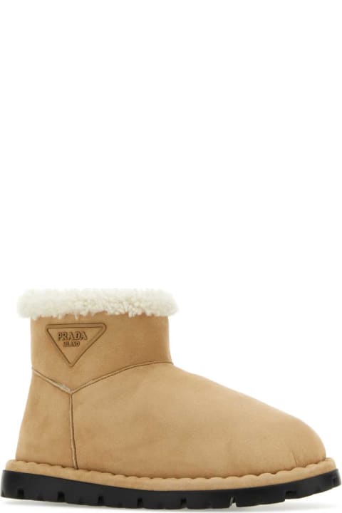 Boots for Women Prada Beige Suede Ankle Boots