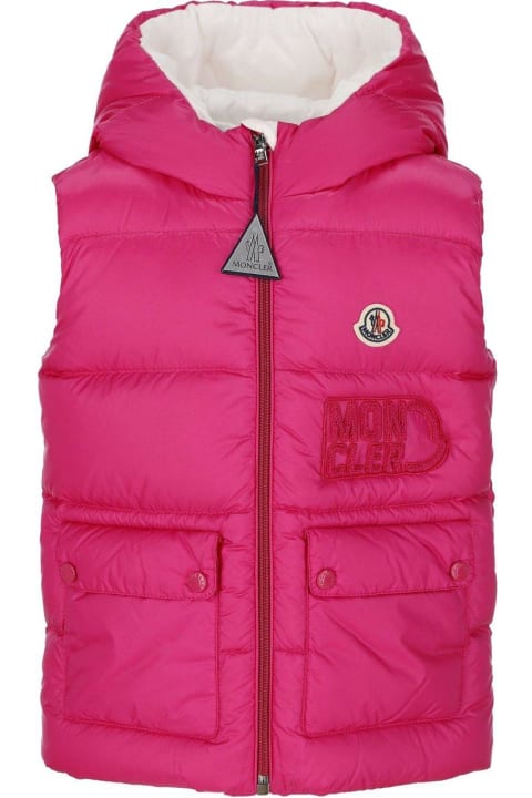 Sale for Baby Girls Moncler Logo Patch Hooded Vest