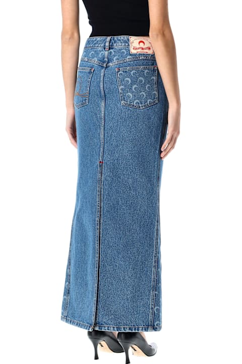 أدوات منزلية Marine Serre Moon Laser Denim Long Skirt