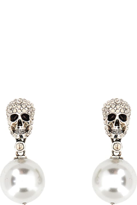 ウィメンズ イヤリング Alexander McQueen Skull Pearl Earrings