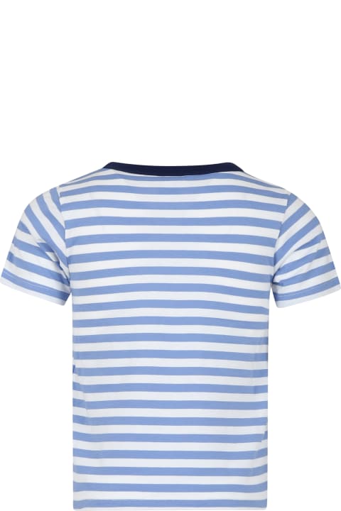 ボーイズ Petit BateauのTシャツ＆ポロシャツ Petit Bateau Light Blue T-shirt For Boy With Stripes