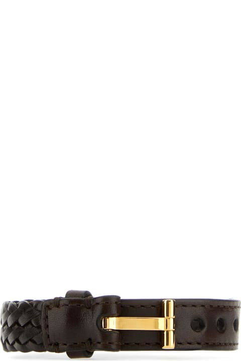 メンズ Tom Fordのブレスレット Tom Ford Dark Brown Leather Bracelet