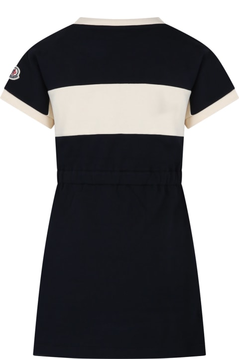 Monclerのガールズ Moncler Blue Dress For Girl With Logo