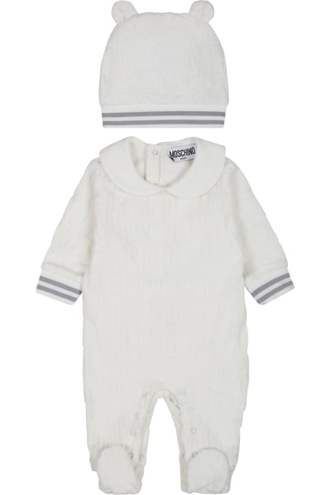 Moschino for Kids Moschino White Suit For Babykids With Teddy Bear