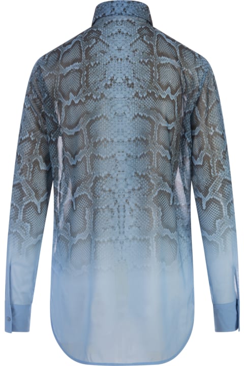 Topwear for Women Ermanno Scervino Blue Shirt With Ruffles And Degradé Python Print