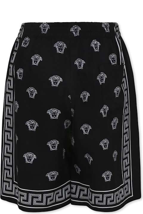 Versace Bottoms for Boys Versace Black Shorts For Boy With Medusa Bandana Print