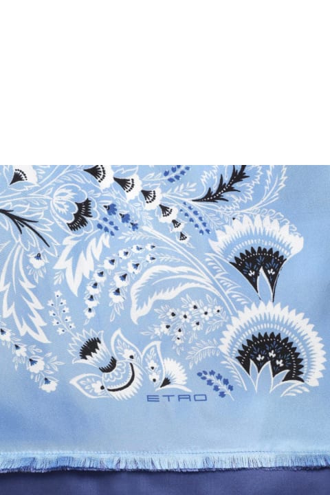 Scarves & Wraps for Women Etro Multicoloured Light Blue Scarf With Silk Print