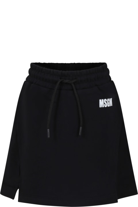 MSGM Bottoms for Girls MSGM Black Skirt For Girl With Logo And Writing