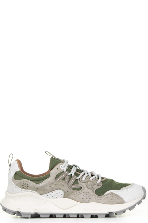 Flower Mountain Sneakers for Men Flower Mountain Yamano Green Sneakers In Suede And Nylon