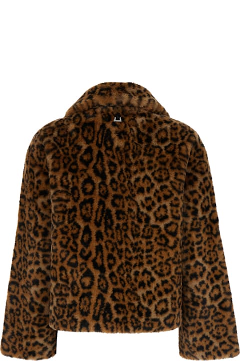 Apparis for Women Apparis 'elis' Brown Jacket With Collar In Leopard Print Eco Fur Woman