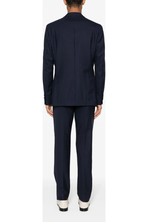 Lardini Suits for Men Lardini Navy Blue Wool-silk Blend Suit