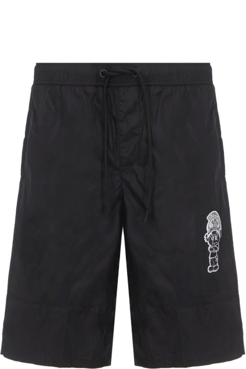 Moncler Pants for Men Moncler Logo Embroidered Drawstring Swim Shorts