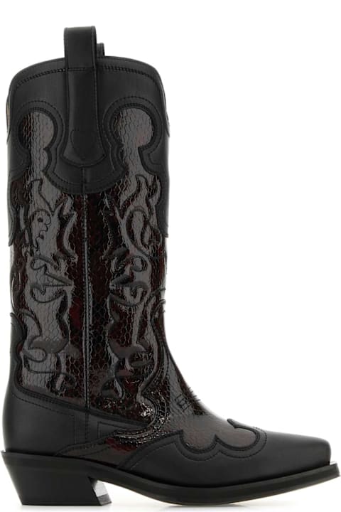 Ganni Boots for Women Ganni Black Leather Boots