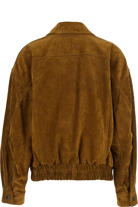 Coats & Jackets for Women Saint Laurent Blouson Detail Col Aviateur Crosta Velours