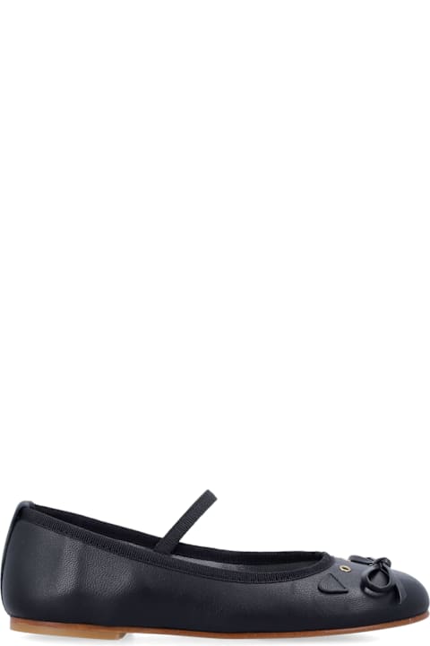 أدوات منزلية Bonpoint Bonpoint Joie Leather Ballerinas With Cat Detail For Girls