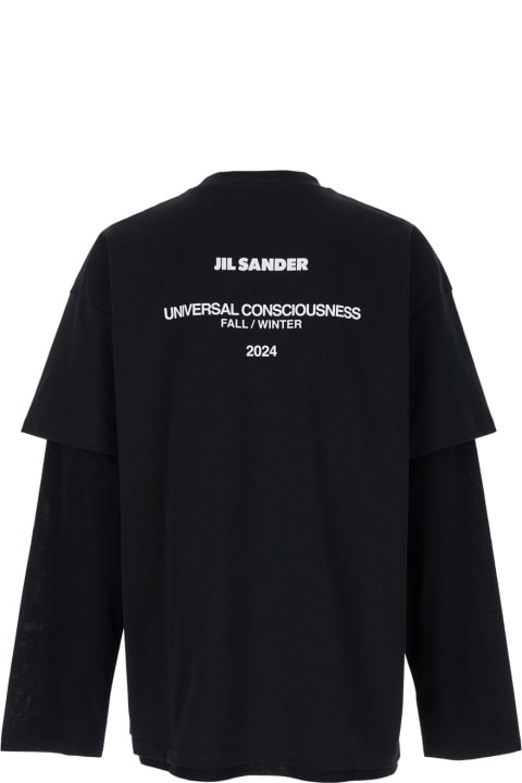 Jil Sander Topwear for Men Jil Sander Black Sweater Double-layers In Techno Fabric Man