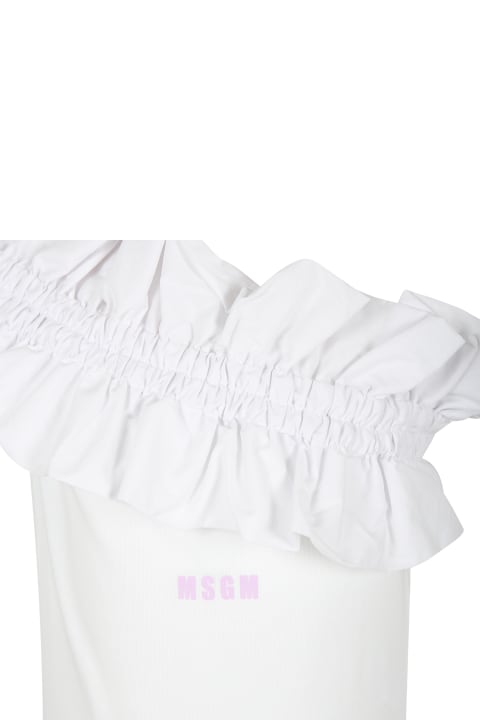 Fashion for Girls MSGM White Bodysuit For Girl With Logo