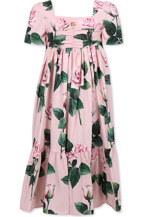 Dolce & Gabbana Dresses for Girls Dolce & Gabbana Pink Dress For Girl With Logo