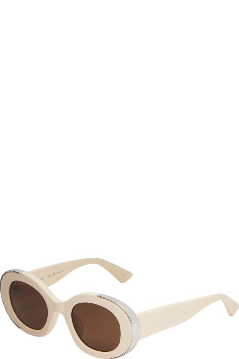 Fashion for Women Alexander McQueen Oval The Grip Sunglasses In Ivory/brown