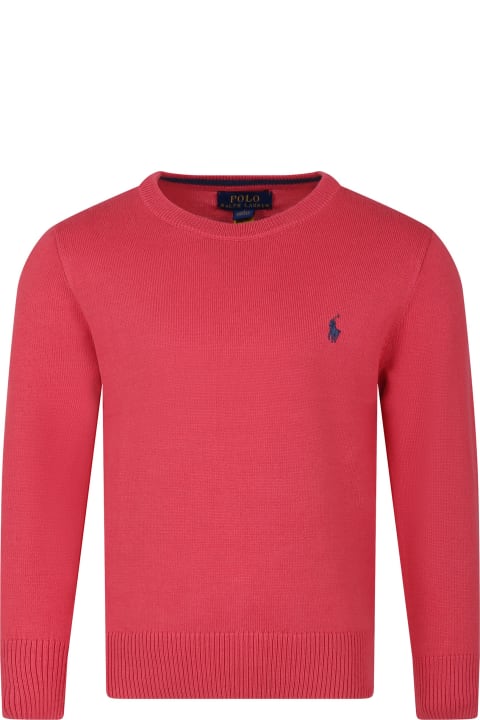 ボーイズ Ralph Laurenのニットウェア＆スウェットシャツ Ralph Lauren Red Sweater For Boy With Embroidery