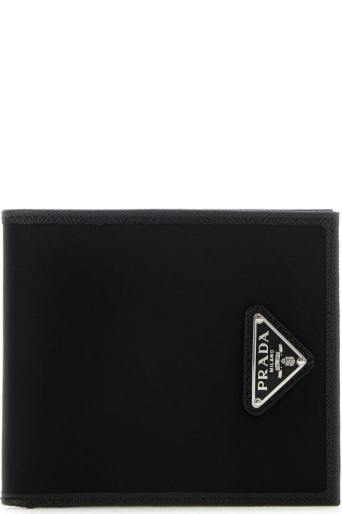 Fashion for Men Prada Black Fabric And Leather Wallet