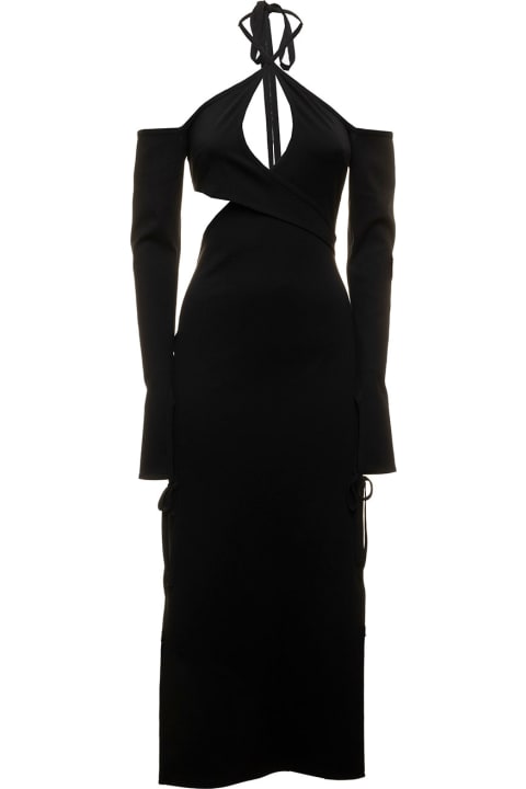 The Attico Woman's 'greta'  Black Cotton  Midi Dress And Cut Out Details