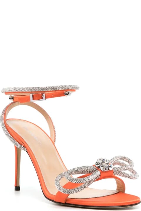 Shoes for Women Mach & Mach Double Bow 95 Mm Sandals In Orange Satin With Crystals