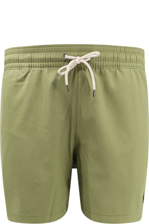 Swimwear for Men Polo Ralph Lauren Olive Green Swim Shorts With Embroidered Pony