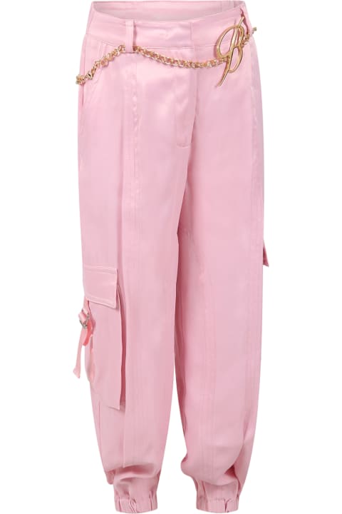 Pink Trousers For Gilr With Monogram