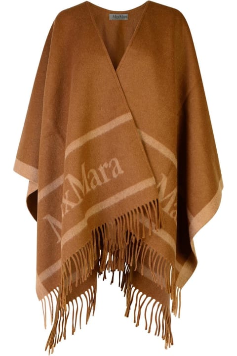 Sweaters for Women Max Mara Logo Detailed Fringed Cape