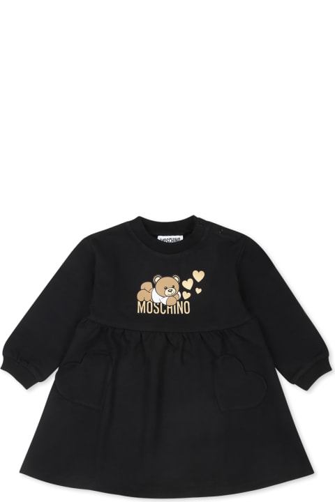 Moschino Dresses for Baby Girls Moschino Black Dress For Baby Girl With Teddy Bear And Heart