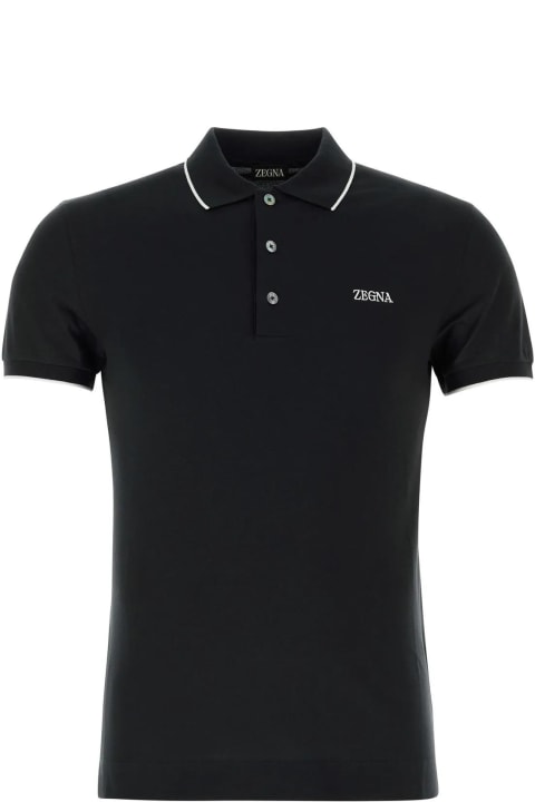 Tシャツ・カットソー ZEGNA Black Stretch Piquet Polo Shirt Zegna Black Stretch Piquet Polo Shirt | italist