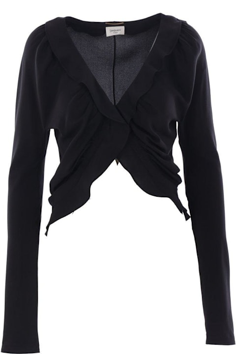 Saint Laurent Topwear for Women Saint Laurent Ruffled Long-sleeved Blouse