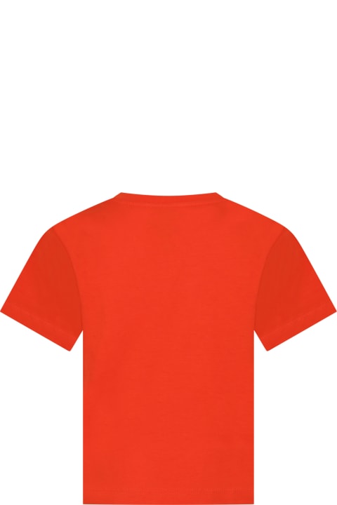 Kenzo Kids T-Shirts & Polo Shirts for Boys Kenzo Kids Orange T-shirt For Boy With Elephant