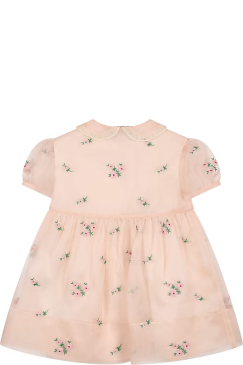 Fashion for Baby Girls Gucci Pink Dress For Baby Girl With All-over Embroidered Roses