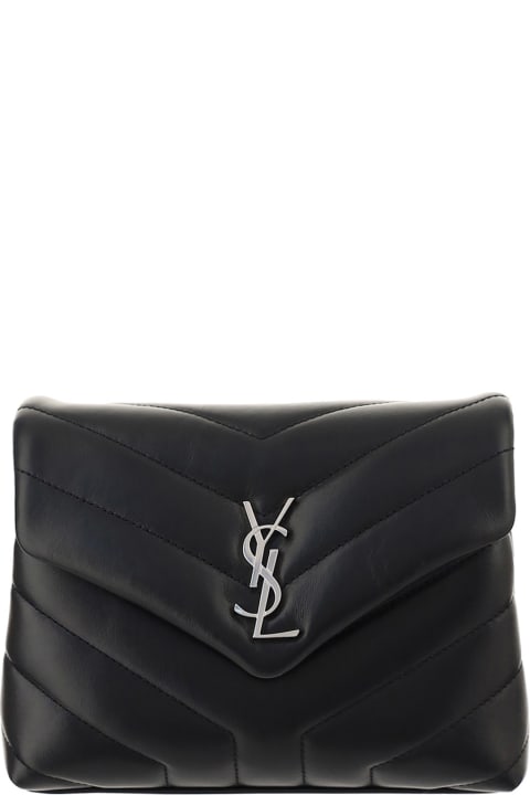 Saint Laurent Black Leather Toy Loulou Crossbody Bag