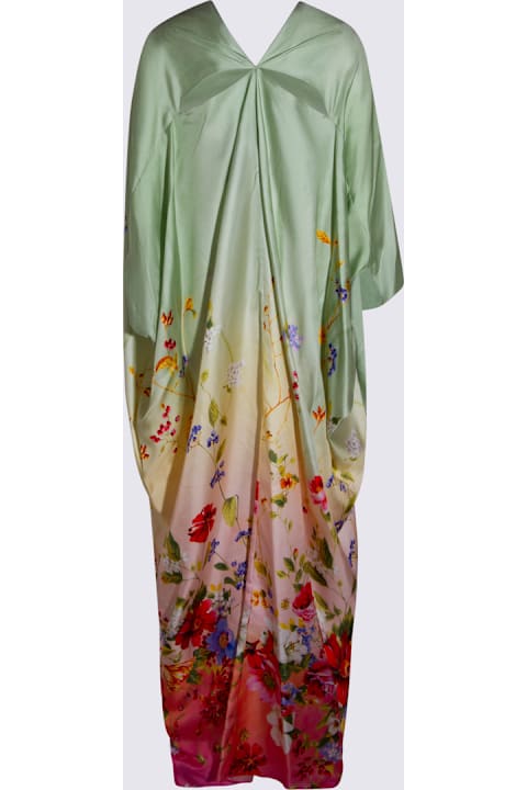 أدوات منزلية Roberto Cavalli Green And Pink Silk Dress