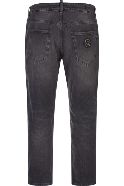 Philipp Plein Jeans for Men Philipp Plein Denim Trousers Detroit Fit In Silver Grey