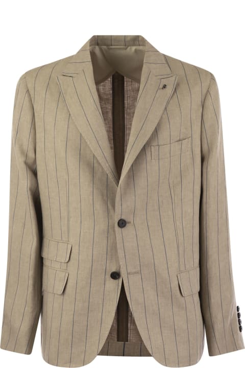 Suits for Men Peserico Pinstripe Linen Single-breasted Blazer